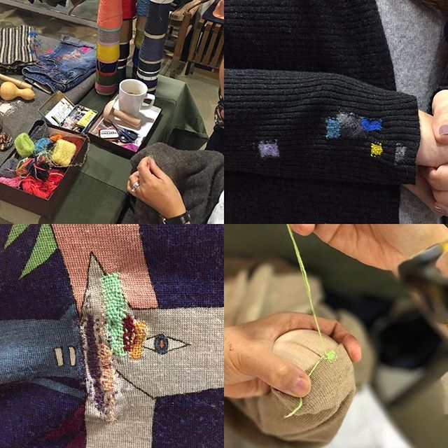 #mendandmove darning event has finished with huge success @garbstore today. Thank you for everyone who trust my stitch skill. 今日はロンドンの古くからの取引先である@garbstore にてダーニングイベントを開催。8枚の衣類を繕いました。#ダーニング #お直し #繕い #メンズ #darning #repair #mending #visiblemending #mensfashion 